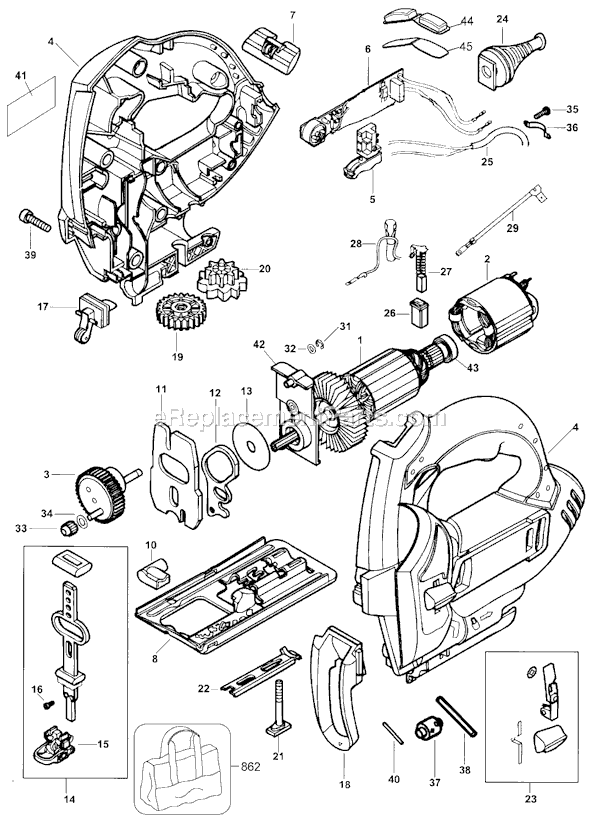 Page A Diagram and Parts List for JS610GB Type 1 Black and Decker Jig Saw